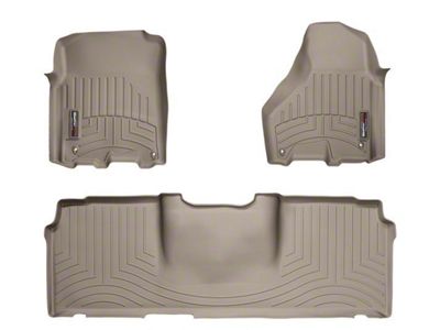 Weathertech DigitalFit Front and Rear Floor Liners; Tan (12-18 RAM 2500 Mega Cab w/ Armrest Console)