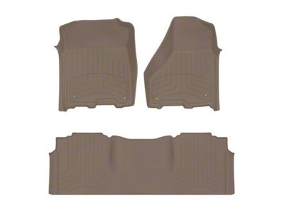 Weathertech Front and Rear Floor Liner HP; Tan (12-18 RAM 2500 Mega Cab w/ Armrest Console)