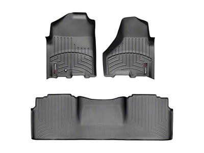 Weathertech DigitalFit Front and Rear Floor Liners; Black (10-12 RAM 3500 Mega Cab w/ Full Length Center Console)