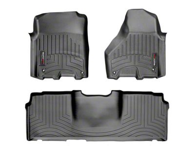 Weathertech DigitalFit Front and Rear Floor Liners; Black (12-18 RAM 3500 Mega Cab w/ Armrest Console)