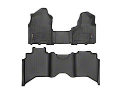 Weathertech DigitalFit Front Over the Hump and Rear Floor Liners; Black (19-24 RAM 3500 Crew Cab w/ Front Bench Seat & w/o PTO Kit & Manual Floor 4x4 Shifter)