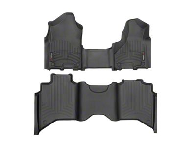 Weathertech DigitalFit Front Over the Hump and Rear Floor Liners; Black (19-24 RAM 3500 Crew Cab w/ Front Bench Seat & w/o PTO Kit & Manual Floor 4x4 Shifter)