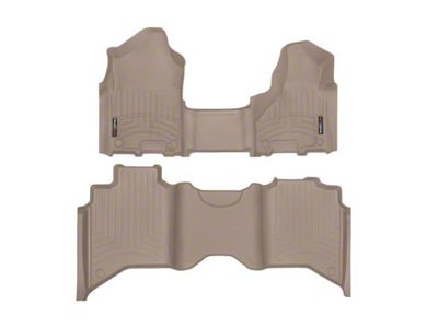 Weathertech DigitalFit Front Over the Hump and Rear Floor Liners; Tan (19-24 RAM 3500 Crew Cab w/ Front Bench Seat & w/o PTO Kit & Manual Floor 4x4 Shifter)