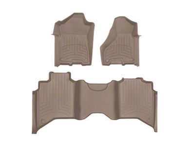 Weathertech Front and Rear Floor Liner HP; Tan (19-24 RAM 3500 Crew Cab w/o Power Take Off)