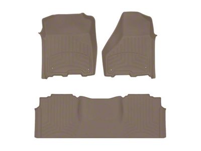 Weathertech Front and Rear Floor Liner HP; Tan (12-18 RAM 3500 Mega Cab w/ Armrest Console)