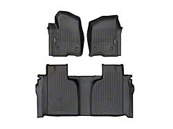 Weathertech DigitalFit Front and Rear Floor Liners; Black (19-24 Sierra 1500 Crew Cab w/ Front Bucket Seats & Rear Underseat Storage)