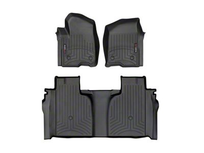 Weathertech DigitalFit Front and Rear Floor Liners; Black (19-25 Sierra 1500 Crew Cab w/ Front Bucket Seats & Rear Underseat Storage)