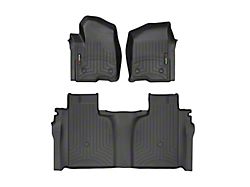 Weathertech DigitalFit Front and Rear Floor Liners; Black (19-25 Sierra 1500 Crew Cab w/ Front Bench Seat & Rear Underseat Storage)