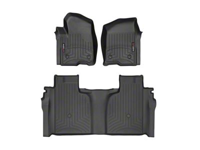 Weathertech DigitalFit Front and Rear Floor Liners; Black (19-25 Sierra 1500 Crew Cab w/ Front Bench Seat & Rear Underseat Storage)