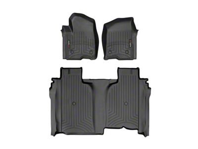 Weathertech DigitalFit Front and Rear Floor Liners; Black (19-24 Sierra 1500 Crew Cab w/ Front Bucket Seats & w/o Rear Underseat Storage)