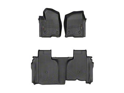 Weathertech DigitalFit Front and Rear Floor Liners; Black (19-24 Sierra 1500 Double Cab w/ Front Bucket Seats & w/o Rear Underseat Storage)