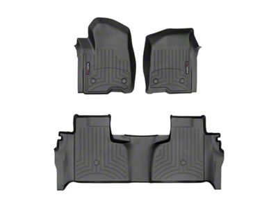 Weathertech DigitalFit Front and Rear Floor Liners; Black (19-24 Sierra 1500 Double Cab w/ Front Bucket Seats & Rear Underseat Storage)