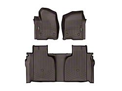 Weathertech DigitalFit Front and Rear Floor Liners; Cocoa (19-25 Sierra 1500 Crew Cab w/ Front Bucket Seats & Rear Underseat Storage)