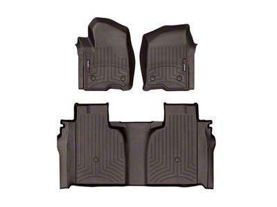 Weathertech DigitalFit Front and Rear Floor Liners; Cocoa (19-24 Sierra 1500 Crew Cab w/ Front Bucket Seats & Rear Underseat Storage)