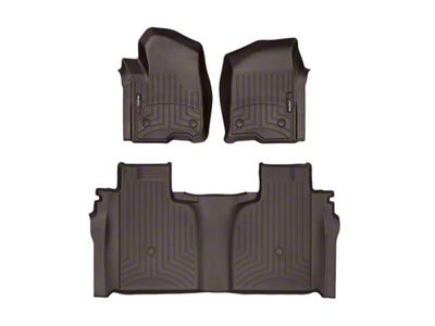 Weathertech DigitalFit Front and Rear Floor Liners; Cocoa (19-24 Sierra 1500 Crew Cab w/ Front Bench Seat & Rear Underseat Storage)