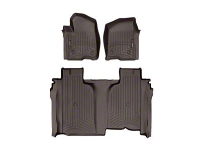 Weathertech DigitalFit Front and Rear Floor Liners; Cocoa (19-24 Sierra 1500 Crew Cab w/ Front Bucket Seats & w/o Rear Underseat Storage)