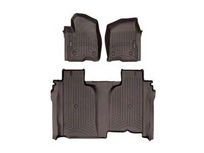 Weathertech DigitalFit Front and Rear Floor Liners; Cocoa (19-24 Sierra 1500 Crew Cab w/ Front Bench Seat & w/o Rear Underseat Storage)