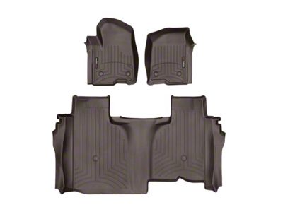 Weathertech DigitalFit Front and Rear Floor Liners; Cocoa (19-24 Sierra 1500 Double Cab w/ Front Bench Seats & w/o Rear Underseat Storage)