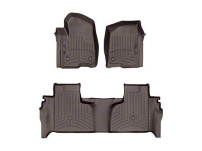 Weathertech DigitalFit Front and Rear Floor Liners; Cocoa (19-24 Sierra 1500 Double Cab w/ Front Bucket Seats & Rear Underseat Storage)