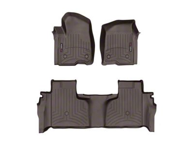 Weathertech DigitalFit Front and Rear Floor Liners; Cocoa (19-24 Sierra 1500 Double Cab w/ Front Bench Seat & Rear Underseat Storage)