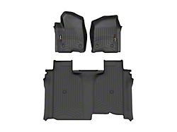 Weathertech DigitalFit Front and Rear Floor Liners for Vinyl Floors; Black (19-24 Sierra 1500 Crew Cab w/ Front Bucket Seats & w/o Rear Underseat Storage)