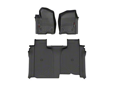 Weathertech DigitalFit Front and Rear Floor Liners for Vinyl Floors; Black (19-24 Sierra 1500 Crew Cab w/ Front Bucket Seats & w/o Rear Underseat Storage)