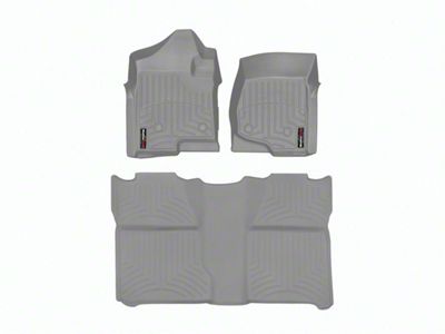 Weathertech DigitalFit Front and Rear Floor Liners; Gray (07-13 Sierra 1500 Crew Cab w/ Floor Shifter)