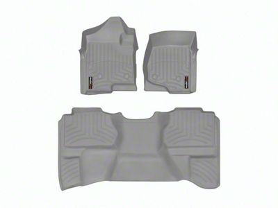 Weathertech DigitalFit Front and Rear Floor Liners; Gray (07-13 Sierra 1500 Extended Cab w/ Floor Shifter)