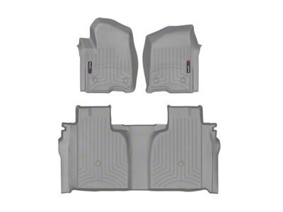 Weathertech DigitalFit Front and Rear Floor Liners; Gray (19-24 Sierra 1500 Crew Cab w/ Front Bucket Seats & Rear Underseat Storage)
