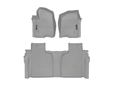 Weathertech DigitalFit Front and Rear Floor Liners; Gray (19-24 Sierra 1500 Crew Cab w/ Front Bench Seat & Rear Underseat Storage)