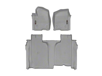 Weathertech DigitalFit Front and Rear Floor Liners; Gray (19-24 Sierra 1500 Crew Cab w/ Front Bucket Seats & w/o Rear Underseat Storage)