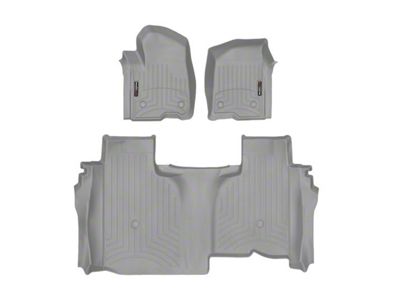 Weathertech DigitalFit Front and Rear Floor Liners; Gray (19-24 Sierra 1500 Double Cab w/ Front Bench Seats & w/o Rear Underseat Storage)