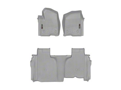 Weathertech DigitalFit Front and Rear Floor Liners; Gray (19-24 Sierra 1500 Double Cab w/ Front Bucket Seats & w/o Rear Underseat Storage)