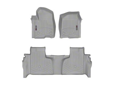 Weathertech DigitalFit Front and Rear Floor Liners; Gray (19-24 Sierra 1500 Double Cab w/ Front Bucket Seats & Rear Underseat Storage)