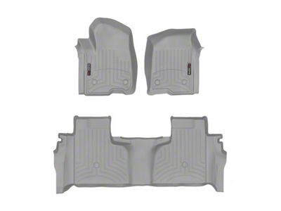 Weathertech DigitalFit Front and Rear Floor Liners; Gray (19-24 Sierra 1500 Double Cab w/ Front Bench Seat & Rear Underseat Storage)