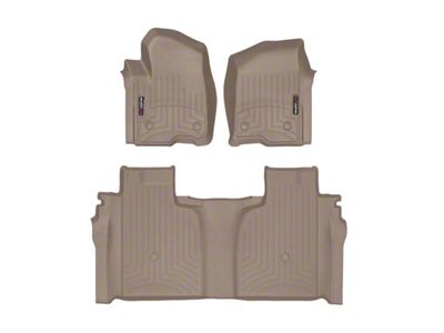 Weathertech DigitalFit Front and Rear Floor Liners; Tan (19-24 Sierra 1500 Crew Cab w/ Front Bench Seat & Rear Underseat Storage)