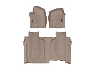 Weathertech DigitalFit Front and Rear Floor Liners; Tan (19-24 Sierra 1500 Crew Cab w/ Front Bucket Seats & w/o Rear Underseat Storage)