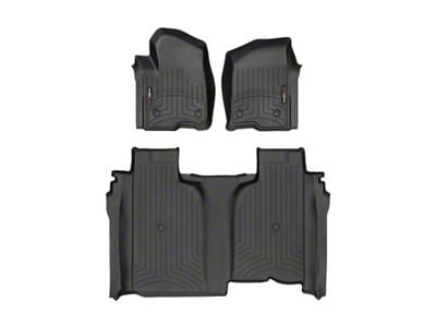 Weathertech DigitalFit Front and Rear Floor Liners for Vinyl Floors; Black (19-24 Sierra 1500 Double Cab w/ Front Bench Seat)