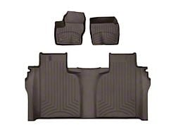 Weathertech Front and Rear Floor Liner HP; Cocoa (19-25 Sierra 1500 Crew Cab w/ Front Bucket Seats & Rear Underseat Storage)