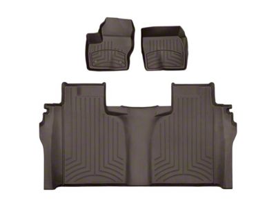 Weathertech Front and Rear Floor Liner HP; Cocoa (19-25 Sierra 1500 Crew Cab w/ Front Bucket Seats & Rear Underseat Storage)