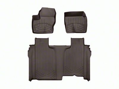 Weathertech Front and Rear Floor Liner HP; Cocoa (19-24 Sierra 1500 Crew Cab w/ Front Bench Seat & w/o Rear Underseat Storage)