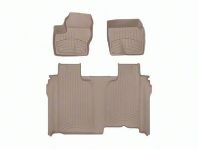 Weathertech Front and Rear Floor Liner HP; Tan (19-24 Sierra 1500 Crew Cab w/ Front Bench Seat & w/o Rear Underseat Storage)