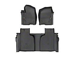 Weathertech DigitalFit Front and Rear Floor Liners; Black (20-24 Sierra 2500 HD Crew Cab w/ Front Bucket Seats & Rear Underseat Storage)