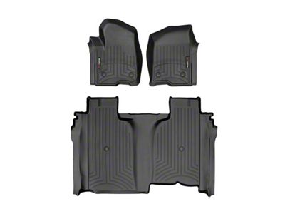 Weathertech DigitalFit Front and Rear Floor Liners; Black (20-24 Sierra 2500 HD Crew Cab w/ Front Bench Seat & w/o Rear Underseat Storage)