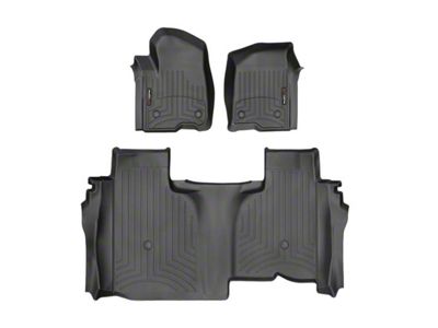 Weathertech DigitalFit Front and Rear Floor Liners; Black (20-24 Sierra 2500 HD Double Cab w/ Front Bench Seats & w/o Rear Underseat Storage)
