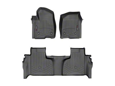 Weathertech DigitalFit Front and Rear Floor Liners; Black (20-24 Sierra 2500 HD Double Cab w/ Front Bench Seat & Rear Underseat Storage)