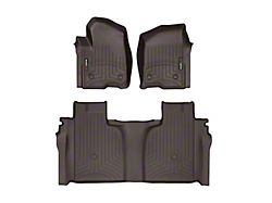 Weathertech DigitalFit Front and Rear Floor Liners; Cocoa (20-24 Sierra 2500 HD Crew Cab w/ Front Bench Seat & Rear Underseat Storage)