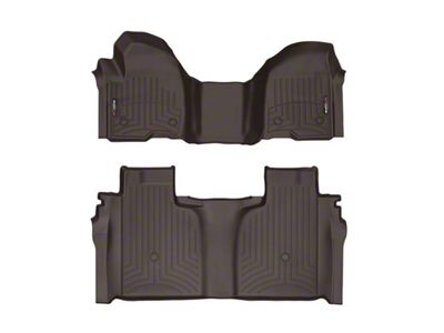 Weathertech DigitalFit Front and Rear Floor Liners; Cocoa (20-24 Sierra 2500 HD Crew Cab w/ Front Bench Seat & Rear Underseat Storage)