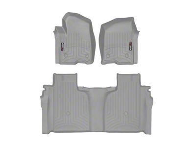 Weathertech DigitalFit Front and Rear Floor Liners; Gray (20-24 Sierra 2500 HD Crew Cab w/ Front Bench Seat & Rear Underseat Storage)