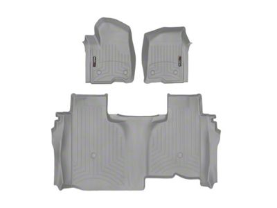 Weathertech DigitalFit Front and Rear Floor Liners; Gray (20-24 Sierra 2500 HD Double Cab w/ Front Bench Seats & w/o Rear Underseat Storage)